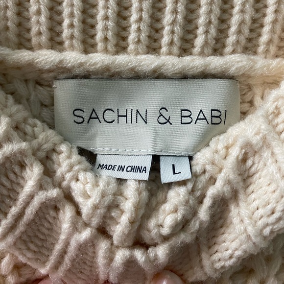 Sachin & Babi Kit Beaded Shaker Stitch One-Shoulder Sweater in Ivory - Picture 8 of 9